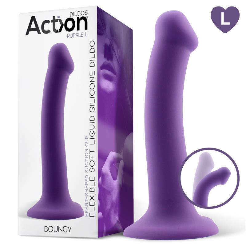Bouncy Liquid Silicone Dildo Hiper Flexible 7.5 - 19 cm Size L Purple - UABDSM