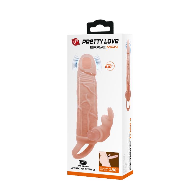 Brave Man Penis Sleeve with Vibration  + 5cm - UABDSM