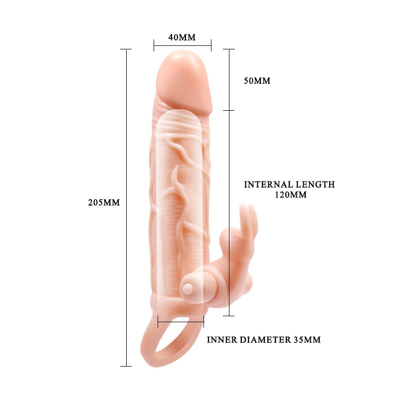 Brave Man Penis Sleeve with Vibration  + 5cm - UABDSM