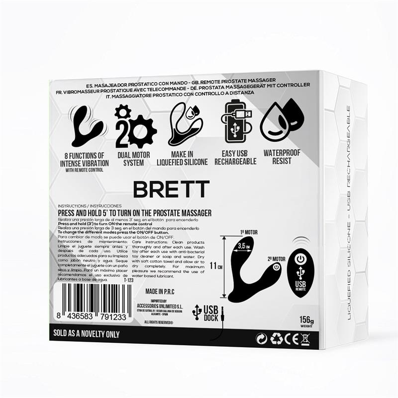 Brett Prostate Massager Remote Control USB Liquid Silicone - UABDSM