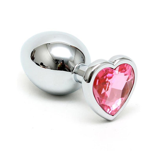 Butt Plug Plated Steel Crystal Heart Pink - UABDSM