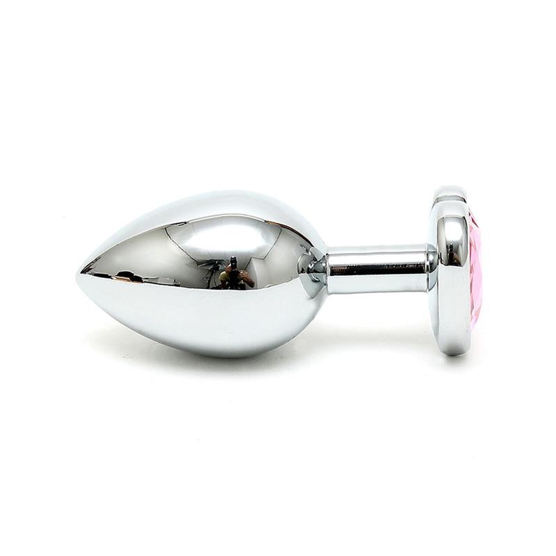 Butt Plug Plated Steel Crystal Heart Pink - UABDSM