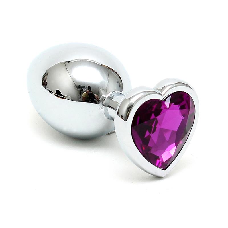 Butt Plug Plated Steel Crystal Heart Purple - UABDSM