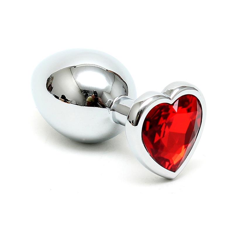 Butt Plug Plated Steel Crystal Heart Red - UABDSM