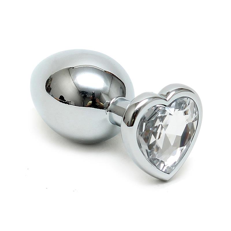 Butt Plug Plated Steel Crystal Heart Transparent - UABDSM