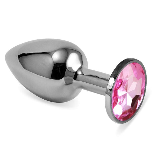 Butt Plug Silver Rosebud Classic with Pink Jewel Size S - UABDSM