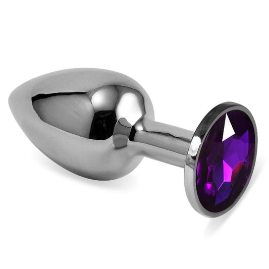 Butt Plug Silver Rosebud Classic with Purple Jewel Size S - UABDSM