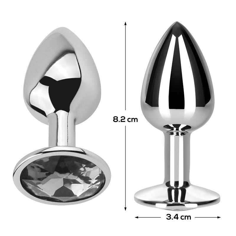 Butt Plug with Jewel Diamond White Size M Aluminium - UABDSM