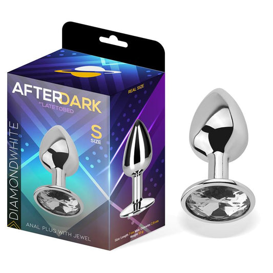 Butt Plug with Jewel Diamond White Size S Aluminium - UABDSM