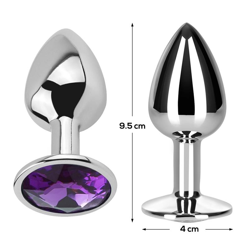 Butt Plug with Jewel Purple Amethyst Size L Aluminium - UABDSM