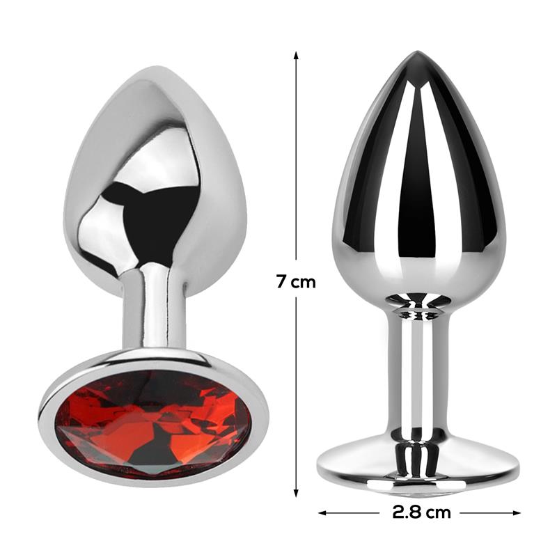 Butt Plug with Jewel Red Rubby Size S Aluminium - UABDSM
