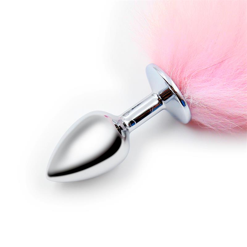 Butt Plug with Pink and White Tail Size S - UABDSM
