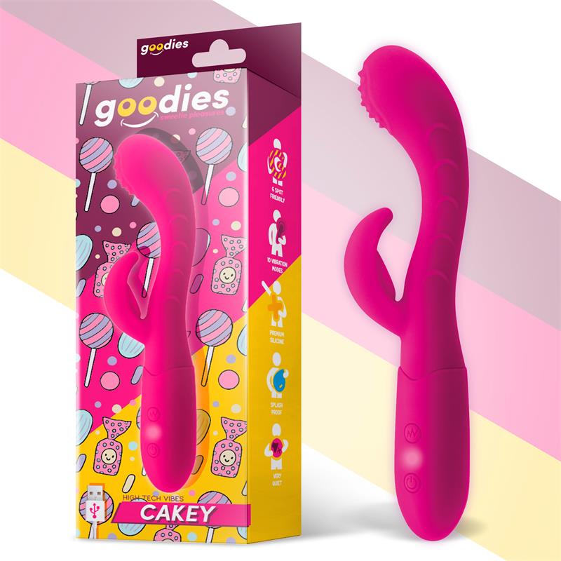 Cakey G-Spot and Rabbit Vibe USB Silicone Fuchsia - UABDSM