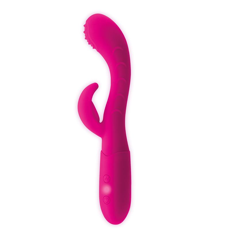 Cakey G-Spot and Rabbit Vibe USB Silicone Fuchsia - UABDSM