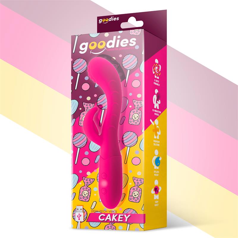 Cakey G-Spot and Rabbit Vibe USB Silicone Fuchsia - UABDSM