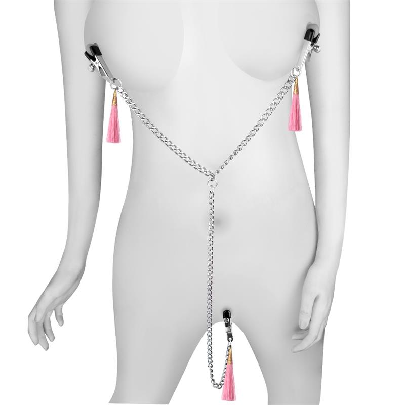 Chain with Nipple and Clitoris Clamps Pink - UABDSM