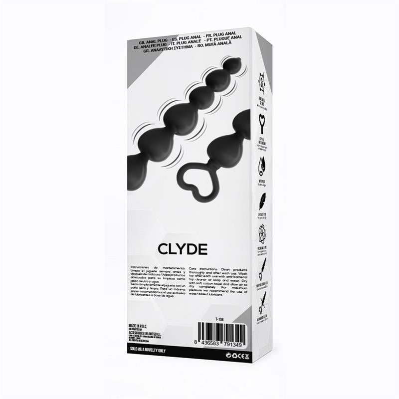 Clyde Beaded Butt Plug with Easy Pull Ring Silicone Black - UABDSM