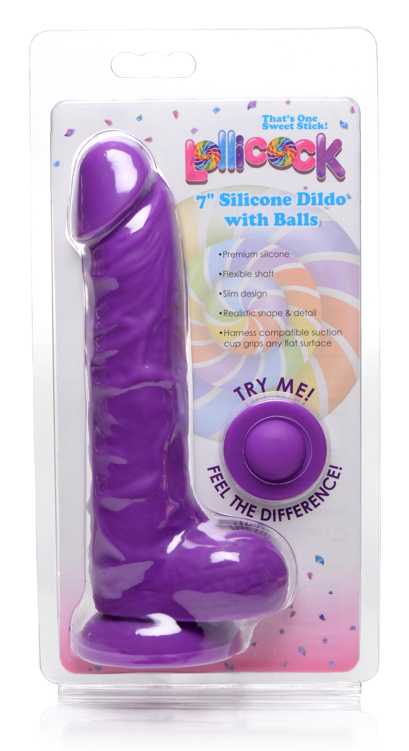 7 Inch Silicone Dildo with Balls - Grape - UABDSM