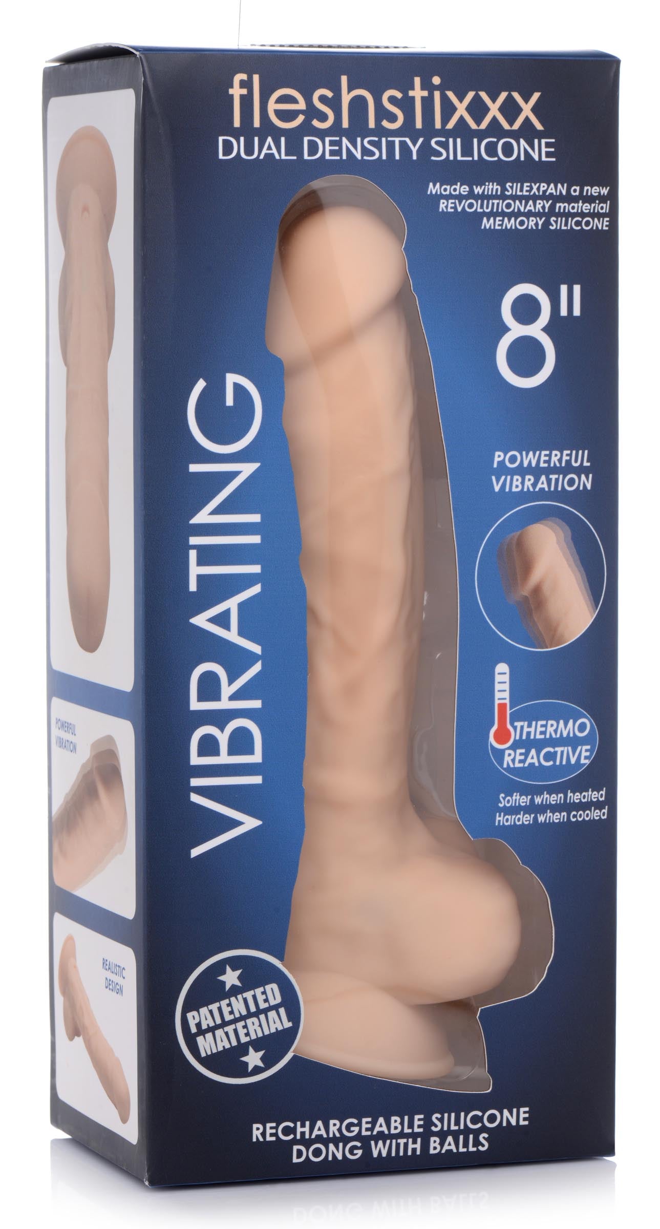 8 Inch Silexpan Hypoallergenic Silicone Vibrating Dildo - Light - UABDSM