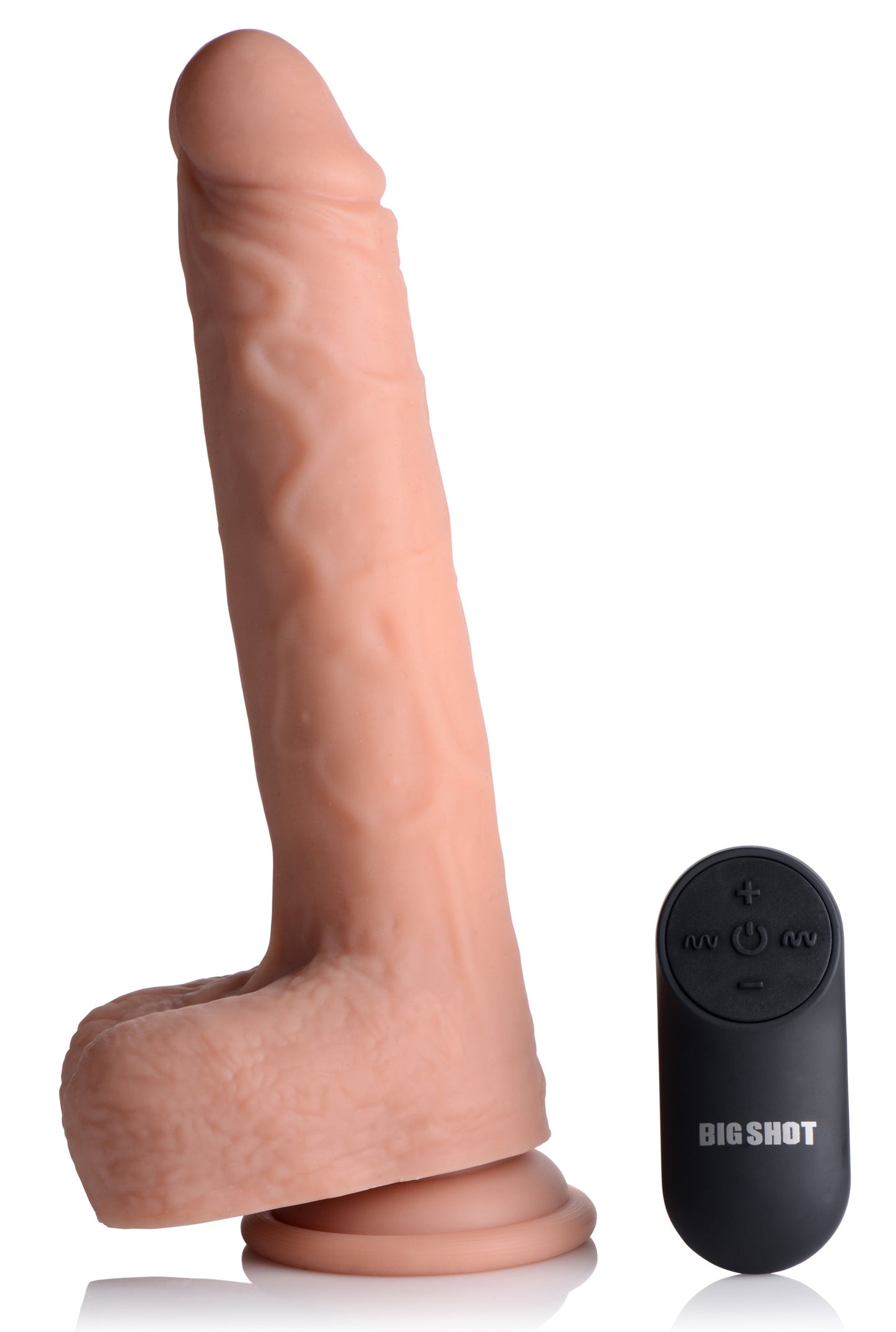 Vibrating & Thrusting Remote Control Silicone Dildo - 10 Inch - UABDSM