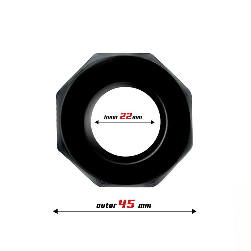 Cock Ring Super Flexible Polygonal 2.2 cm Black - UABDSM