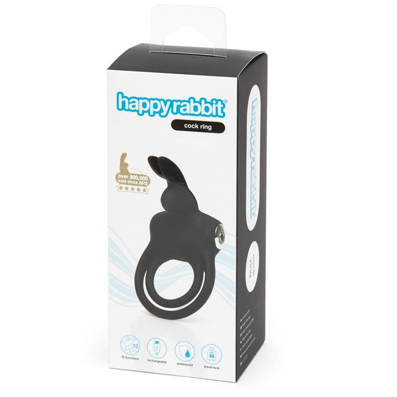 Cock Ring with Rabbit for Couples USB Black - UABDSM