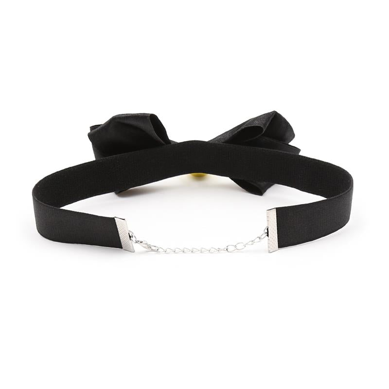Collar with Bow and Bell 29 cm Size M Black - UABDSM