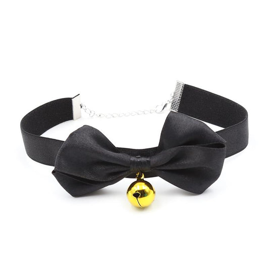 Collar with Bow and Bell 29 cm Size M Black - UABDSM