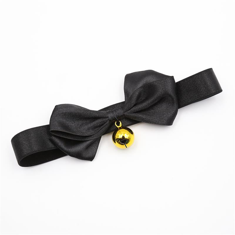 Collar with Bow and Bell 29 cm Size M Black - UABDSM