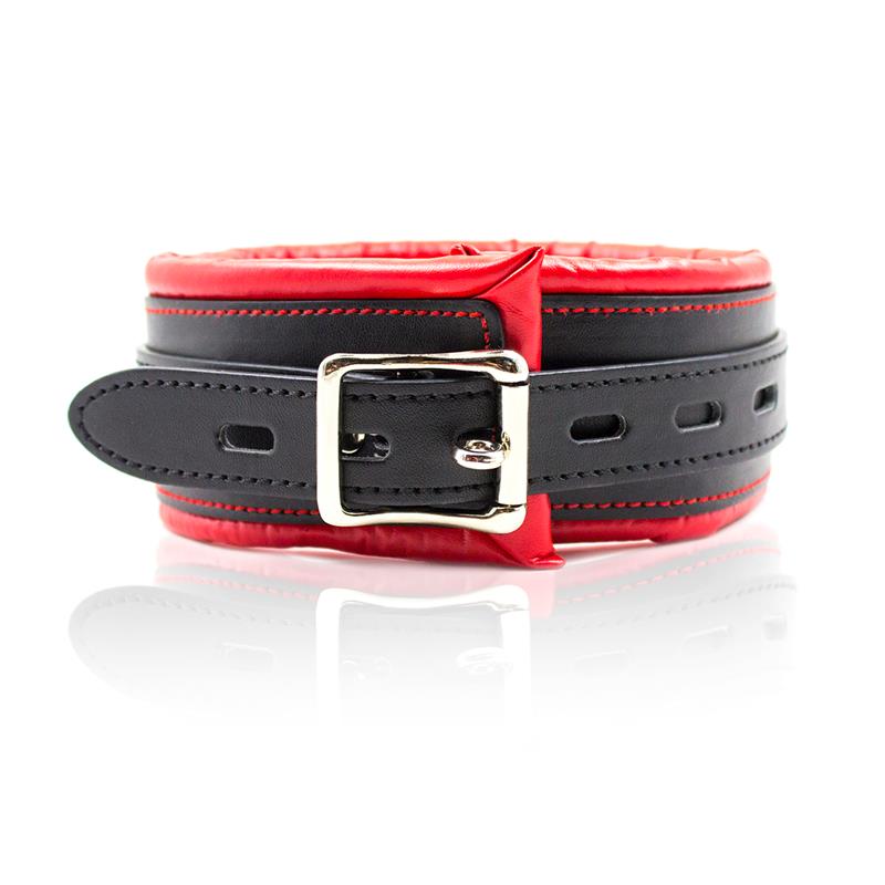 Collar With Metal Leash Padded Interior Red/Black - UABDSM