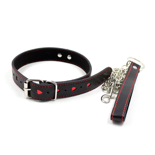 Collar with Metal Leash Black/Red - UABDSM