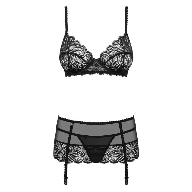 Contica 3 Piece Set with Garter Belt Black - UABDSM