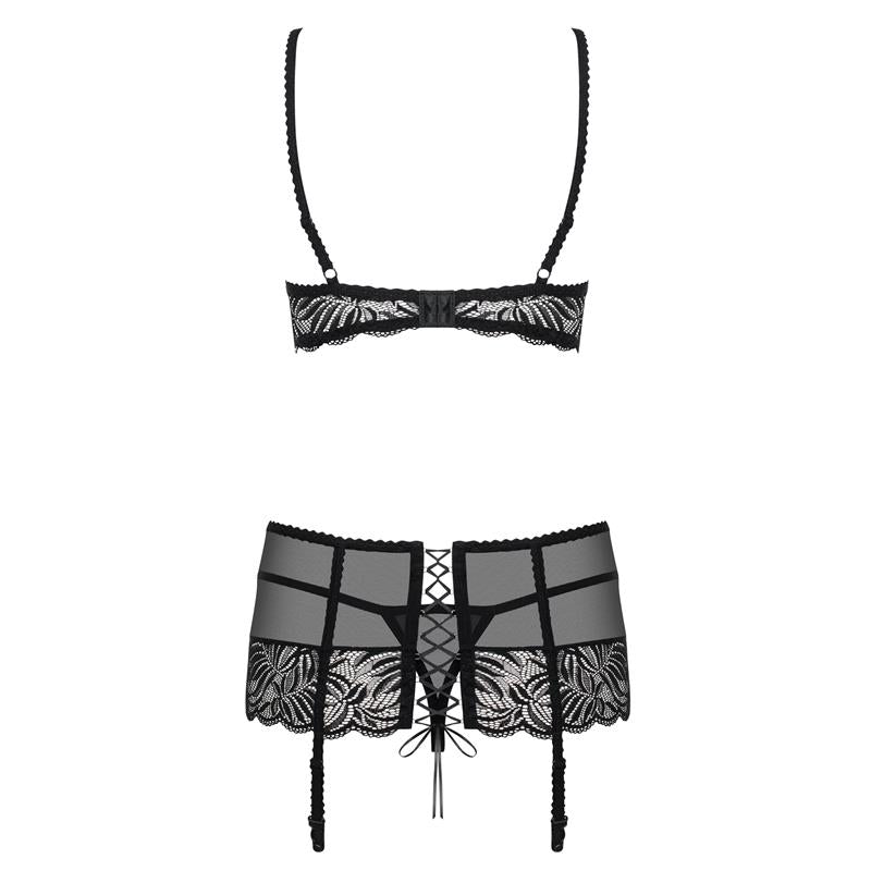 Contica 3 Piece Set with Garter Belt Black - UABDSM