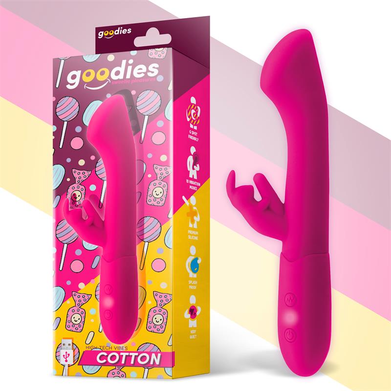 Cotton G-Spot and Rabbit Vibe USB Silicone Fuchsia - UABDSM