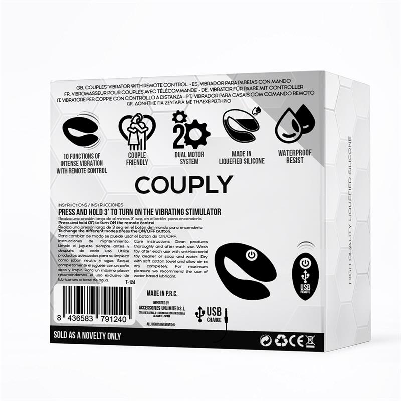 Couply Couple Toy with Remote Control USB Unibody Liquid Silicone - UABDSM