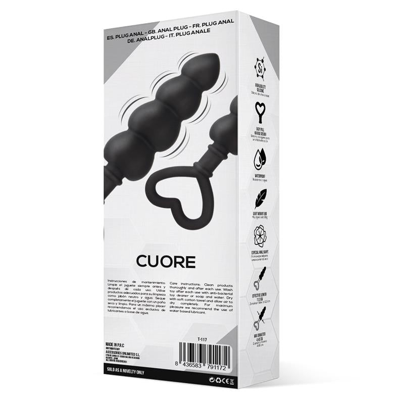 Cuore Anal Plug Silicone Black - UABDSM