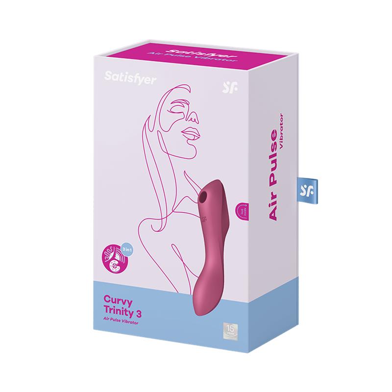 Curvy Trinity 3 Vibe and Clitoris Sucker Triple Stimulator USB Red - UABDSM