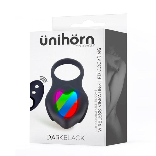 Darkblack Vibrating Ring with Led Remote Control USB Silicone - UABDSM