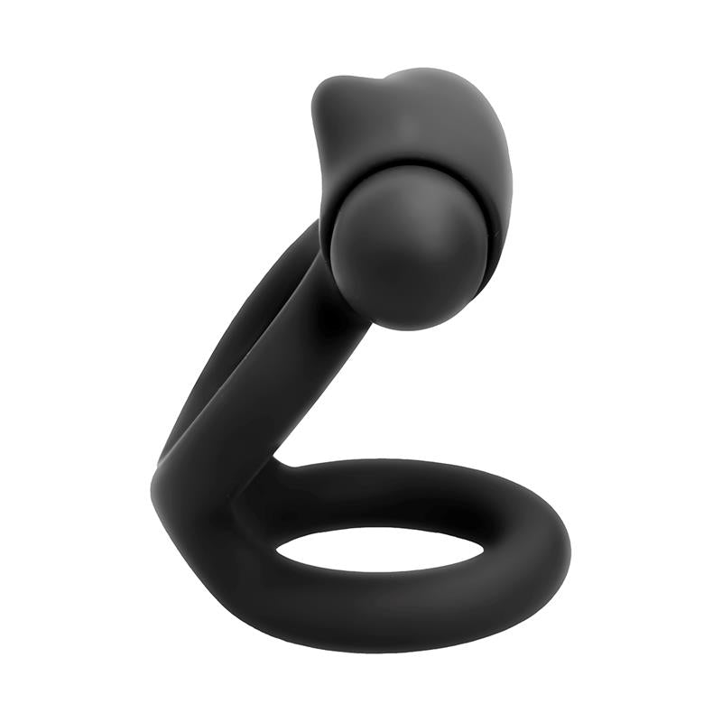 Denver Double Cockring with Vibrating Bullet USB Silicone Black - UABDSM