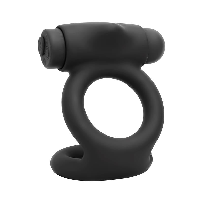 Denver Double Cockring with Vibrating Bullet USB Silicone Black - UABDSM