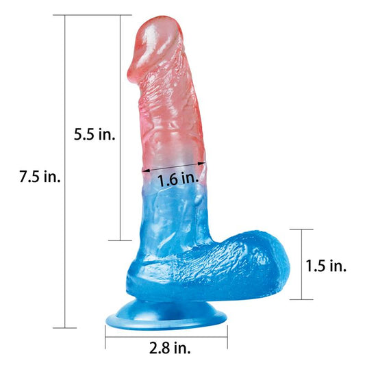 Dildo Dazzle Studs 7.5 Pink and Blue - UABDSM