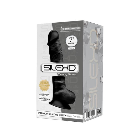 Dildo Dual Density Silicone Mod. 1 - 7 Black - UABDSM