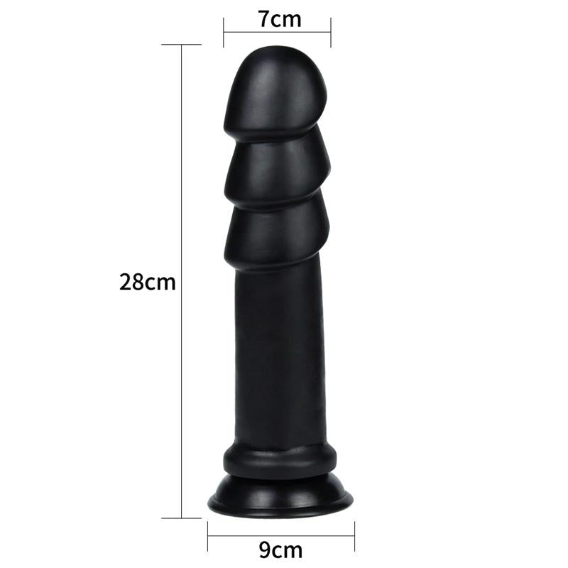 Dildo King Sized Anal Ripples 11.25 Black - UABDSM