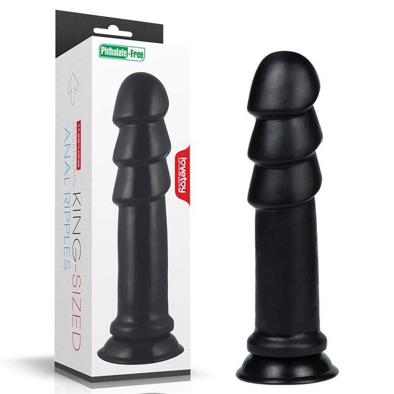 Dildo King Sized Anal Ripples 11.25 Black - UABDSM