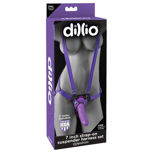 Dillio 7 Strap-On Suspender Harness Set Purple - UABDSM