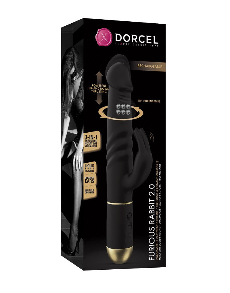 Dorcel - Furious Rabbit 2.0 - Thrusting And Rotating Vibrator - Black - 6072523 - UABDSM