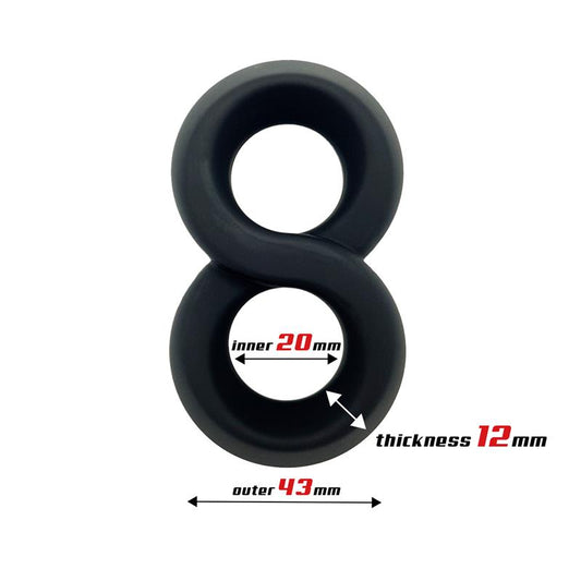 Double Penis Ring 100% Liquid Silicone 2 cm Black - UABDSM