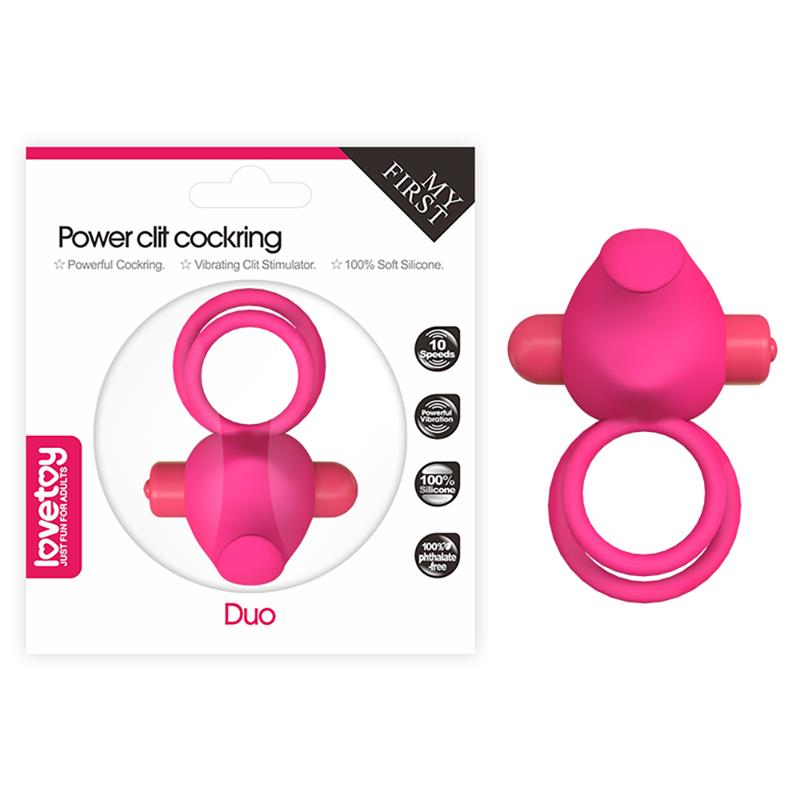 Double Vibrating Cockring Power Clit Duo Pink - UABDSM