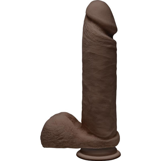 Dual Densisty Dildo Perfect D with Testicles 8 Chocolate - UABDSM