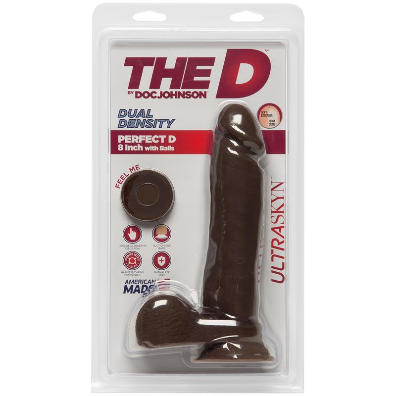 Dual Densisty Dildo Perfect D with Testicles 8 Chocolate - UABDSM